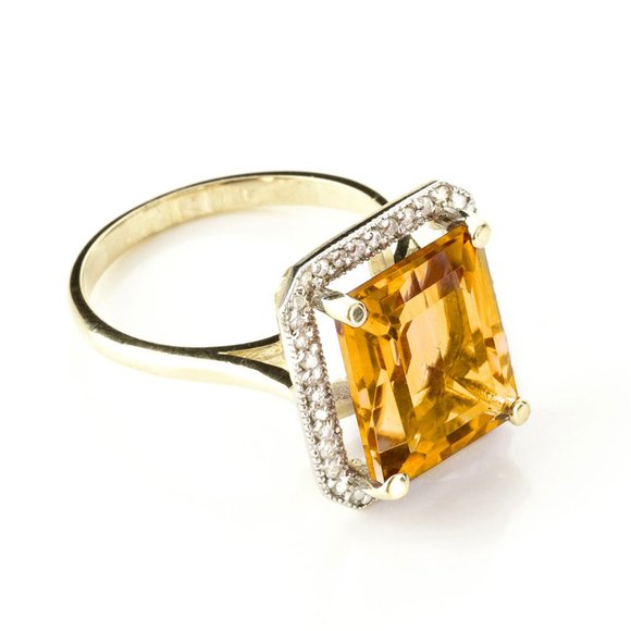 14K. SOLID GOLD RING WITH DIAMONDS & CITRINE - Picture 3 of 7